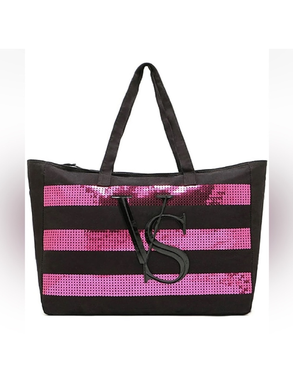 Victoria's Secret Limited Edition 2014 Black Pink Bling Sequin weekender tote 🩷